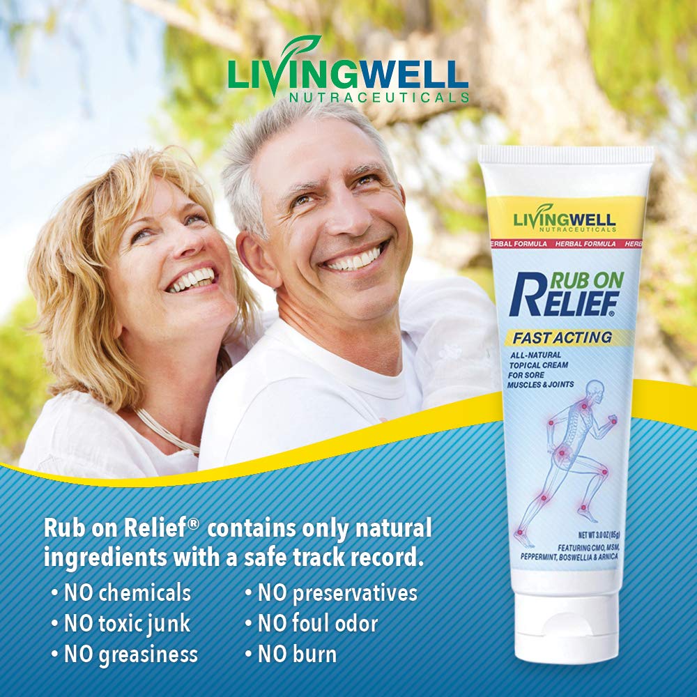 RUB ON RELIEF Fast Acting, Natural Joint and Ache Cream for Muscles, Neck, Back RUB ON RELIEF