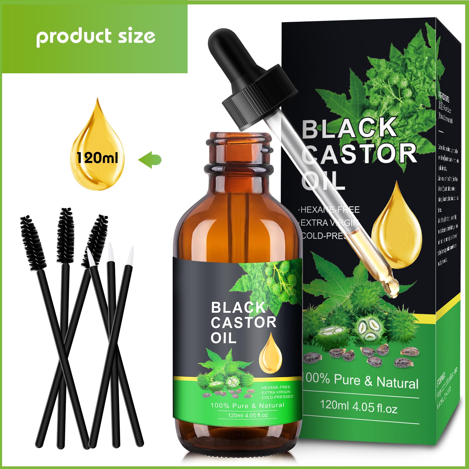 PAVAROP Jamaican Black Castor Oil, Organic Black Castor Oil Cold Pressed in Glass Bottle PAVAROP