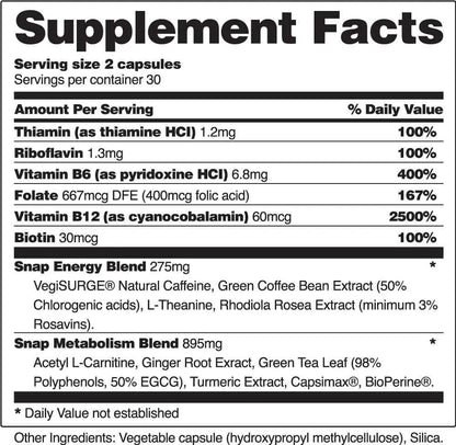 Snap Supplements Nitric Oxide Gummies and Energy Capsules