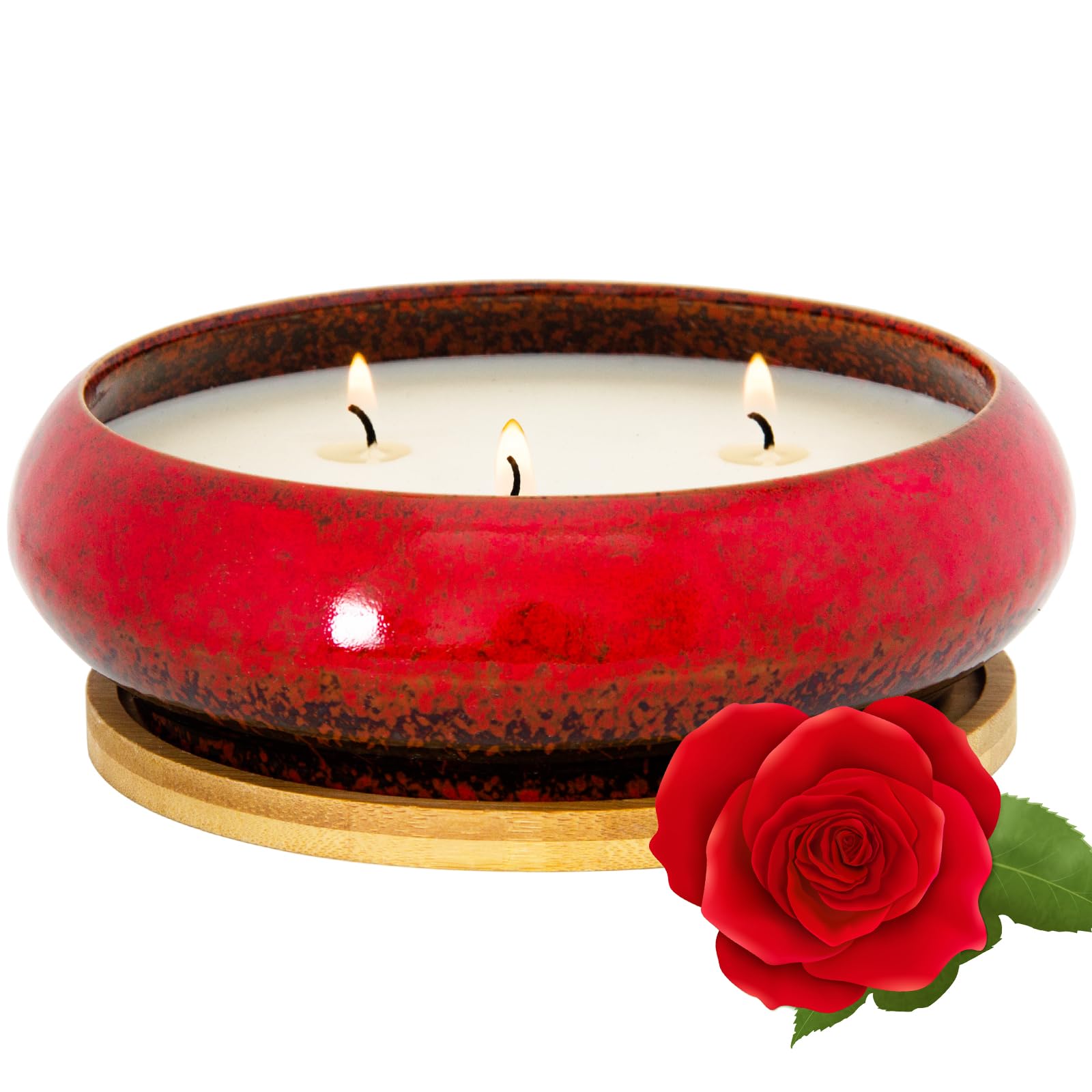 Scented Candles, 3 Wicks Large Rose Candles for Home Scented, 17 oz Aromatherapy Candle Gifts