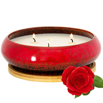 Scented Candles, 3 Wicks Large Rose Candles for Home Scented, 17 oz Aromatherapy Candle Gifts