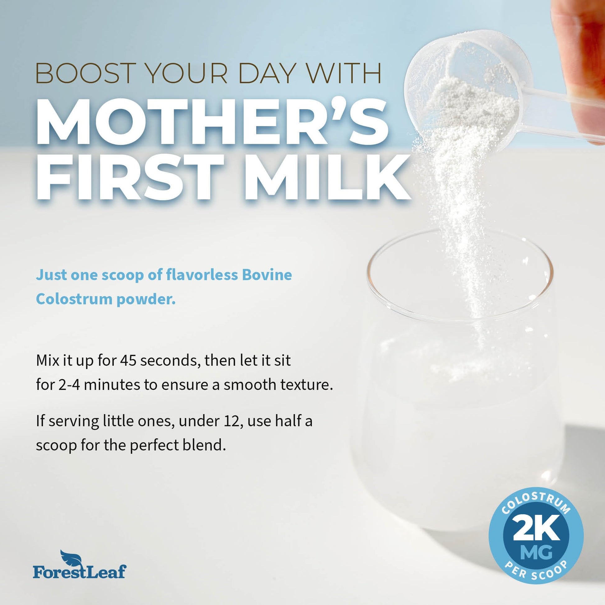 ForestLeaf Colostrum Powder 50% IgG Highest Concentration - Grass Fed Bovine ForestLeaf