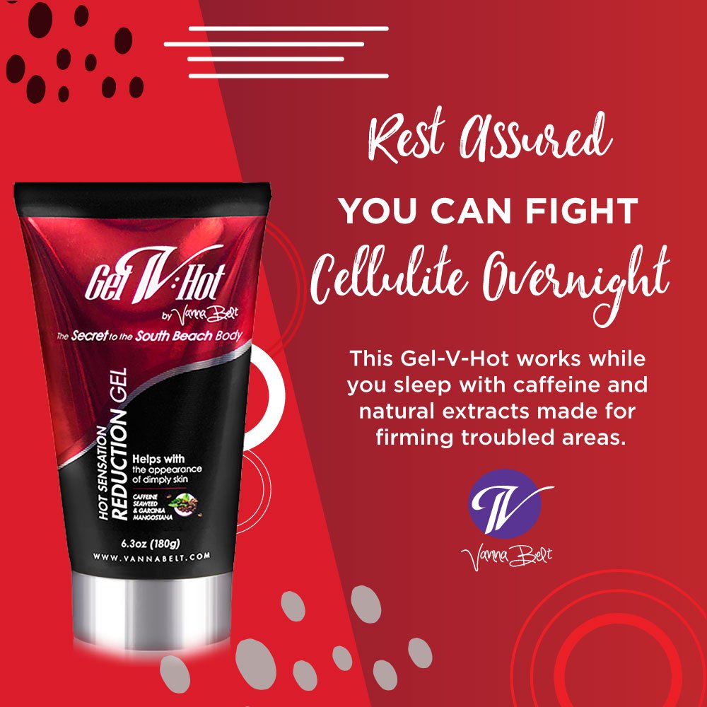 Vanna Belt Gel-V Hot Cream for Cellulite, 6.3 oz - Effective Nighttime Belly Fat Burning V VANNA BELT