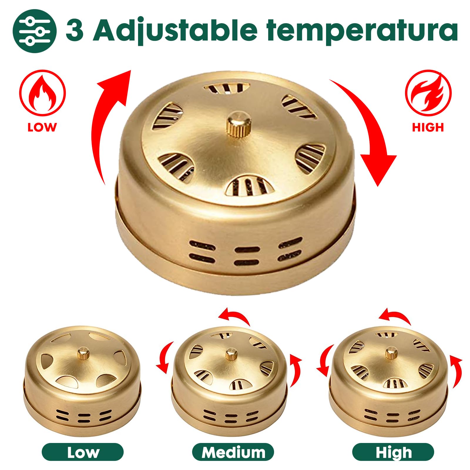 Smokeless Copper Moxa Box, Set of 3 Purifier Copper Tank Moxibustion Treatment Tool Portable Barelove