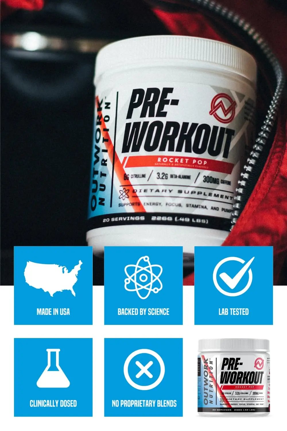 Outwork Nutrition Pre-Workout Supplement with Nootropics - Energy & Mental Focus Outwork Nutrition