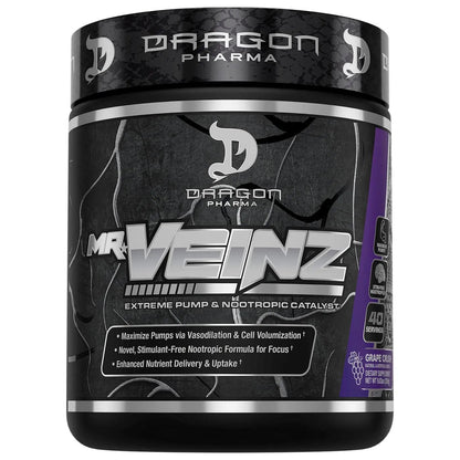 DRAGON PHARMA Mr. Veinz Stim Free Pre-Workout, Extreme Pump & Nootropic Catalyst