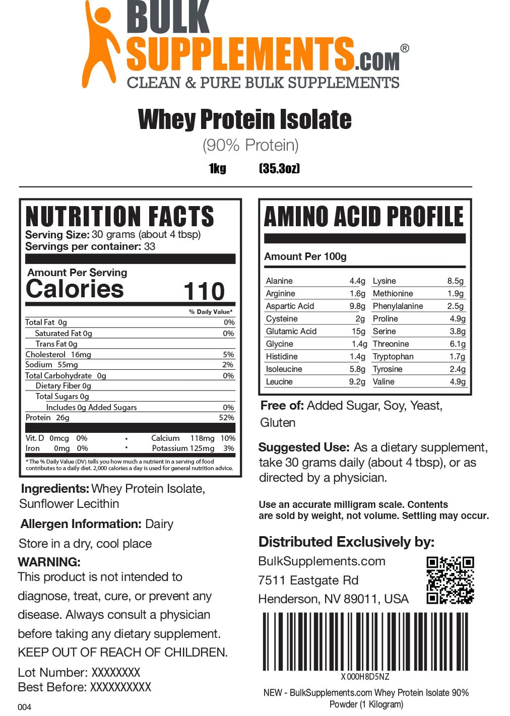 BULKSUPPLEMENTS.COM Whey Protein Isolate Powder - Unflavored Protein Powder BULKSUPPLEMENTS.COM