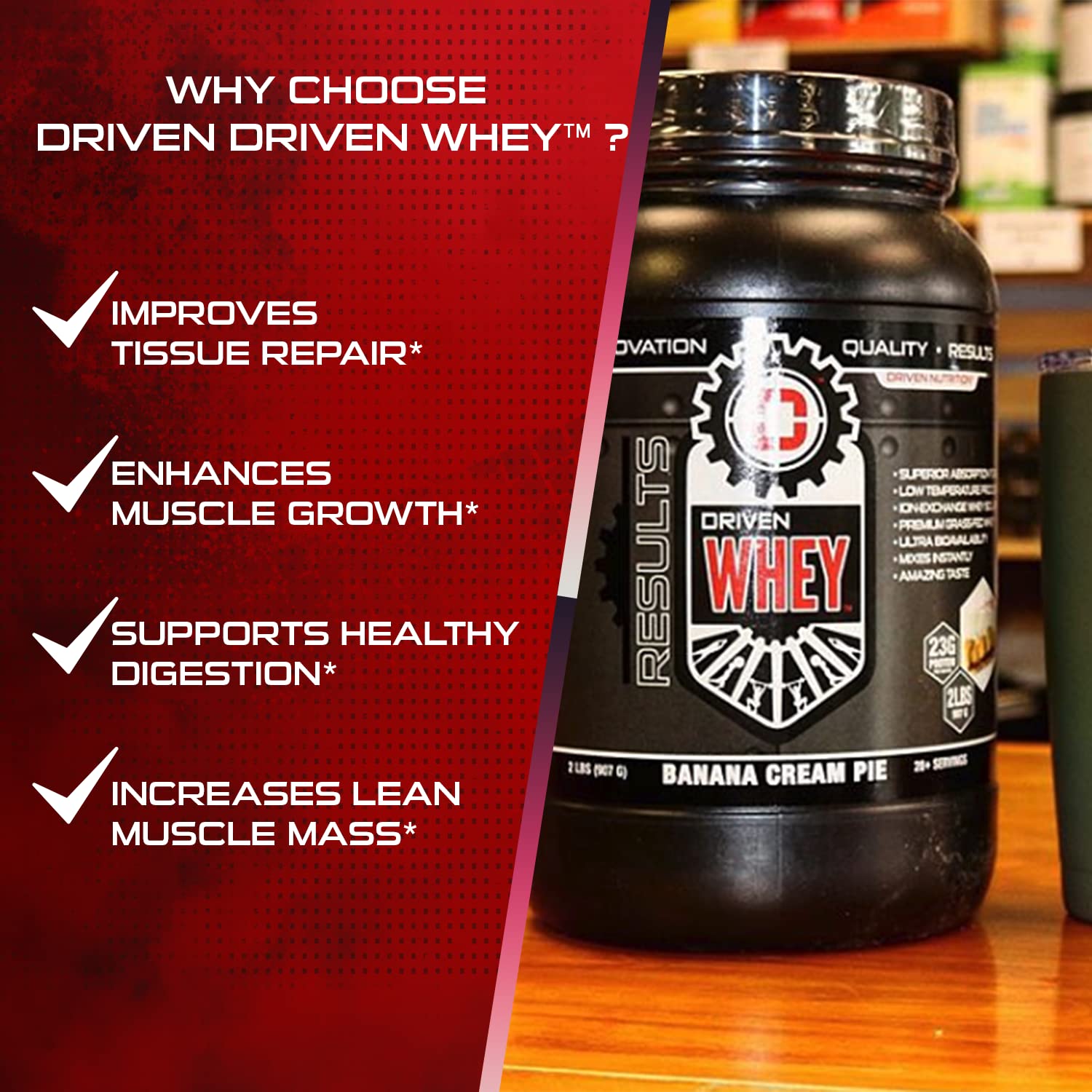 Driven WHEY- Grass Fed Whey Protein Powder: Delicious, Clean Protein Shake- Improve Driven Nutrition