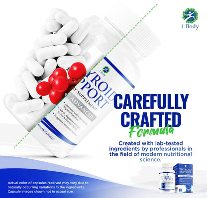 1 Body Thyroid Support Supplement for Women and Men - 2 Pack 60 Days
