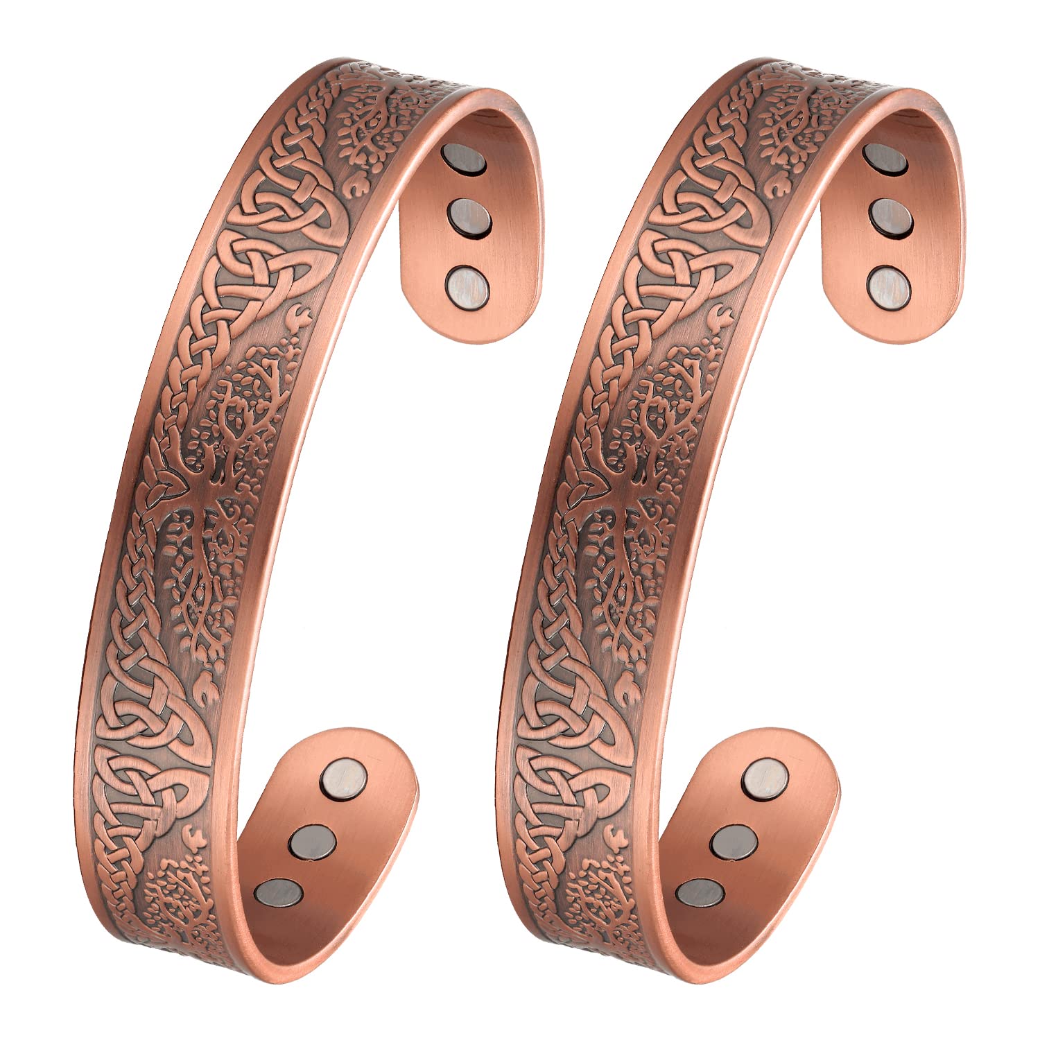 MagEnergy Magnetic Copper Bracelet for Men Life of Tree, 99.99% Pure Copper Bangle