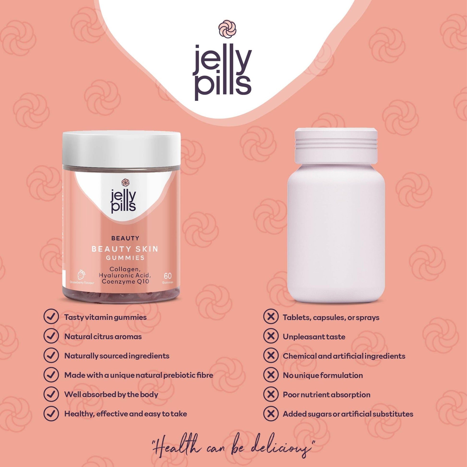 Jelly Pills® Hydrolyzed Collagen Gummies with Hyaluronic Acid and Coenzyme Q10 Jelly Pills