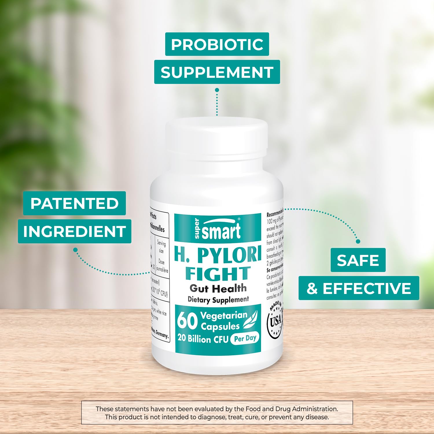 Supersmart - H. Pylori Fight Natural Treatment 20 Billion CFU per Day (Probiotic Lactobac Supersmart