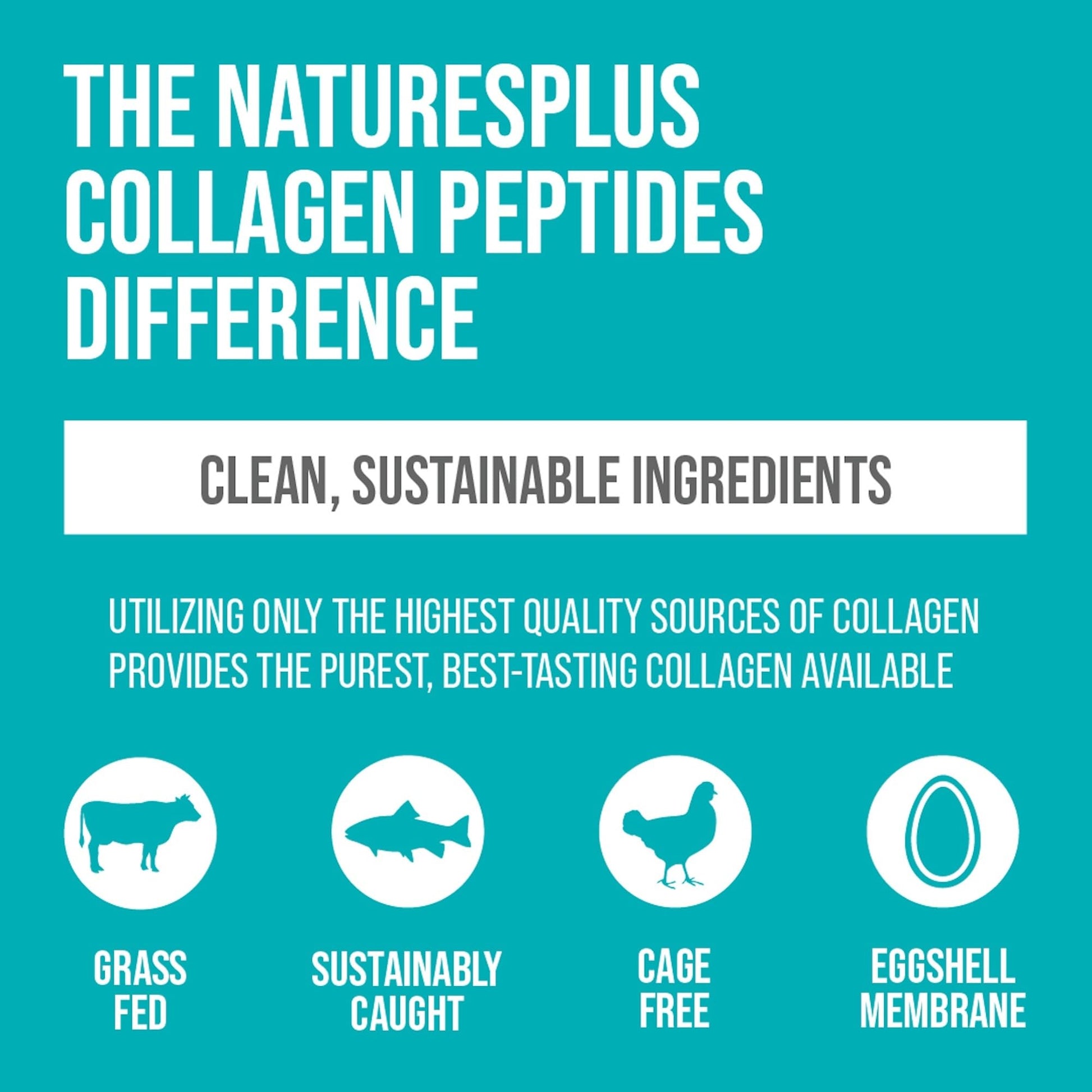 NaturesPlus Collagen Peptides Powder - Premium Hydrolysed Collagen Supplement, 6 Major Types Nature's Plus