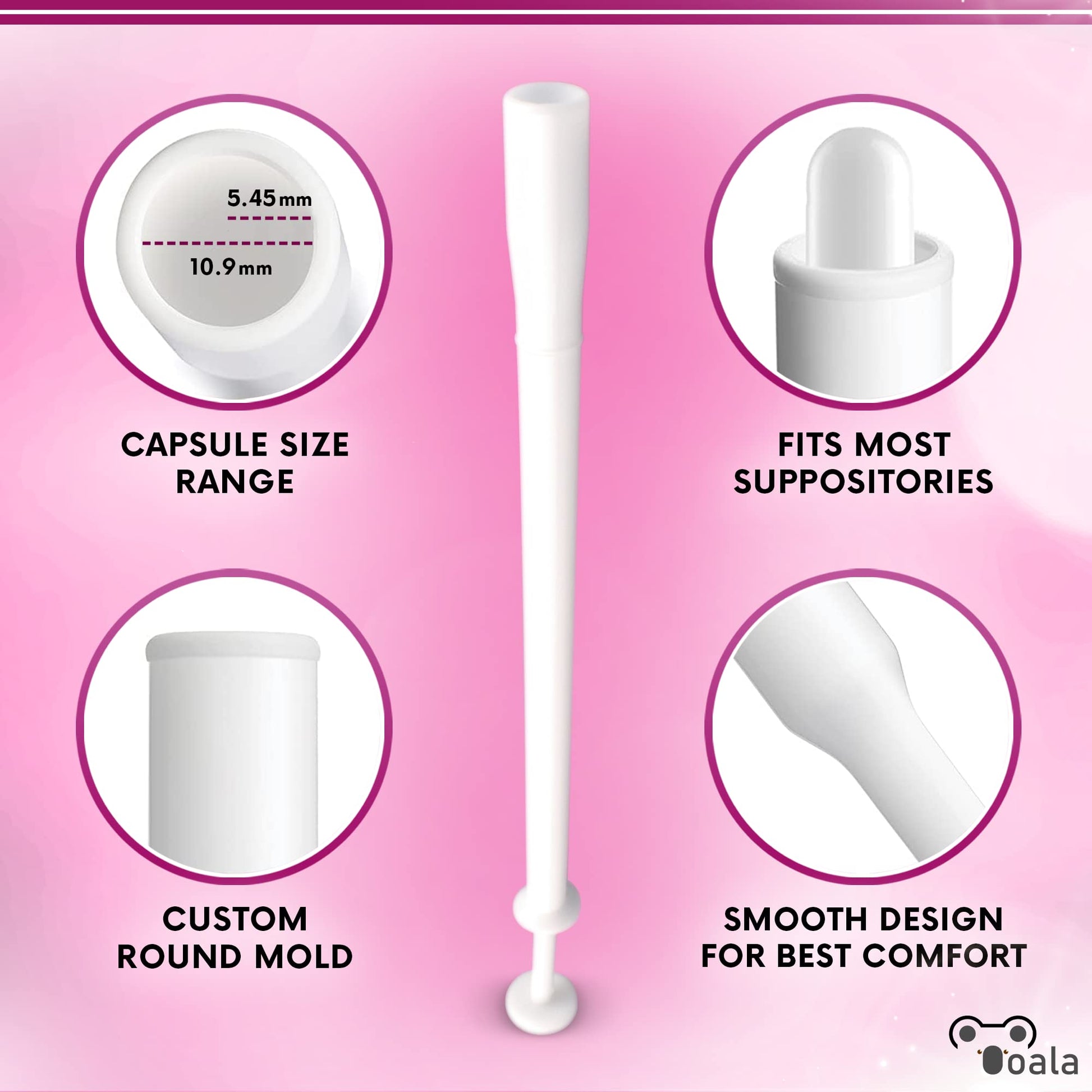 Ooala Disposable Vaginal Suppository Applicators (30-Pack) | Fits Most Brands, Pills, Tablets and Boric Acid Ooala