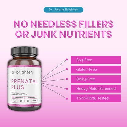 Dr. Brighten Prenatal Plus and Probiotic Dietary Supplements Bundle - Non-GMO, Vegan
