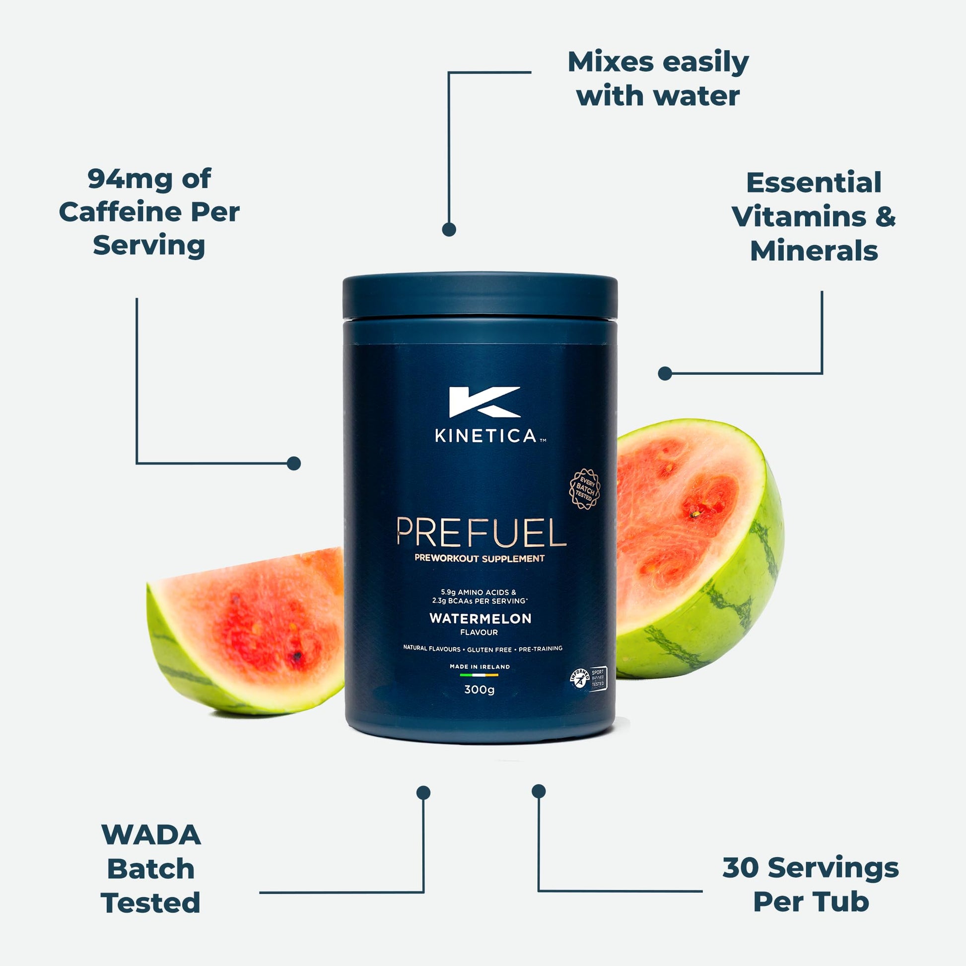 Kinetica PreFuel, Pre Workout, 5.9g Amino Acids & 2.3g BCAA's per Serving, 30 Servings Kinetica