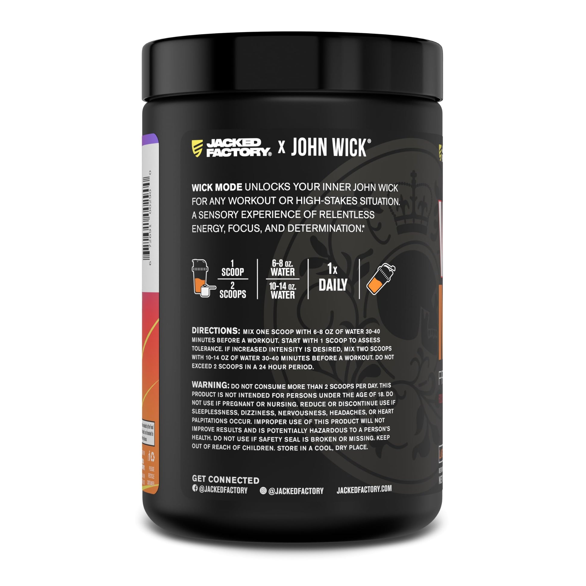 Jacked Factory X John Wick - Wick Mode Pre Workout Powder - Intense Energy Jacked Factory