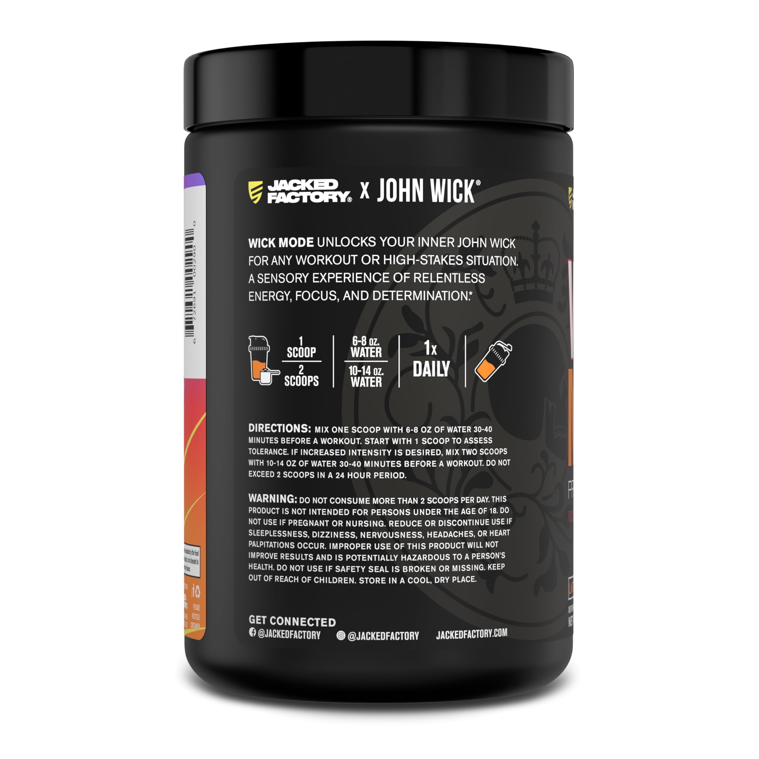 Jacked Factory X John Wick - Wick Mode Pre Workout Powder - Intense Energy Jacked Factory