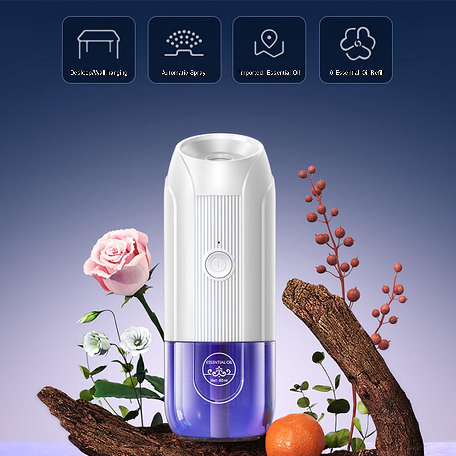 Mini Essential Oil Diffuser, Ultrasonic Mist Air Fresheners for Home with 80 ml Lavender Essential Oils DIUFJAG