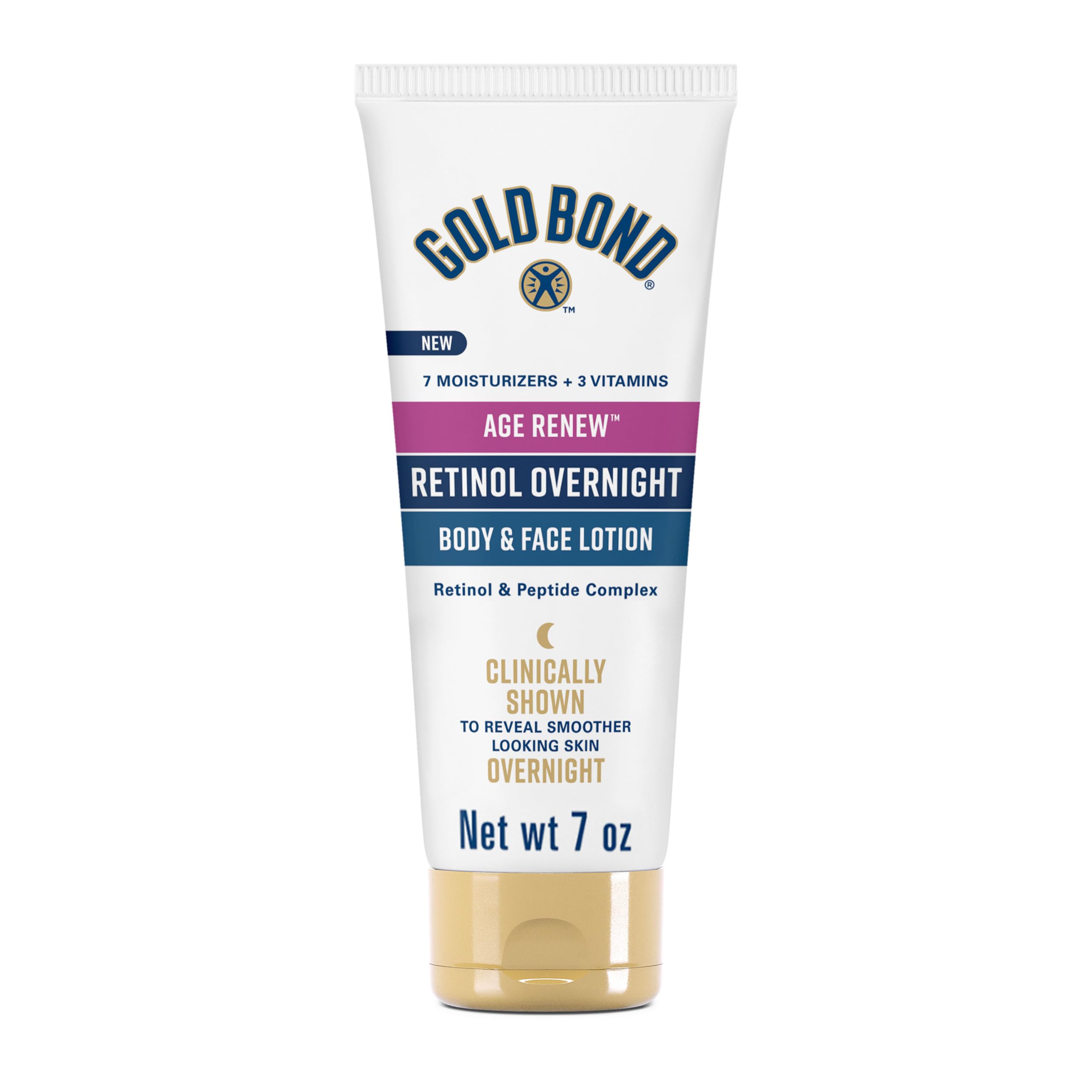 Gold Bond Age Renew Retinol Overnight Body & Face Lotion, With Retinol