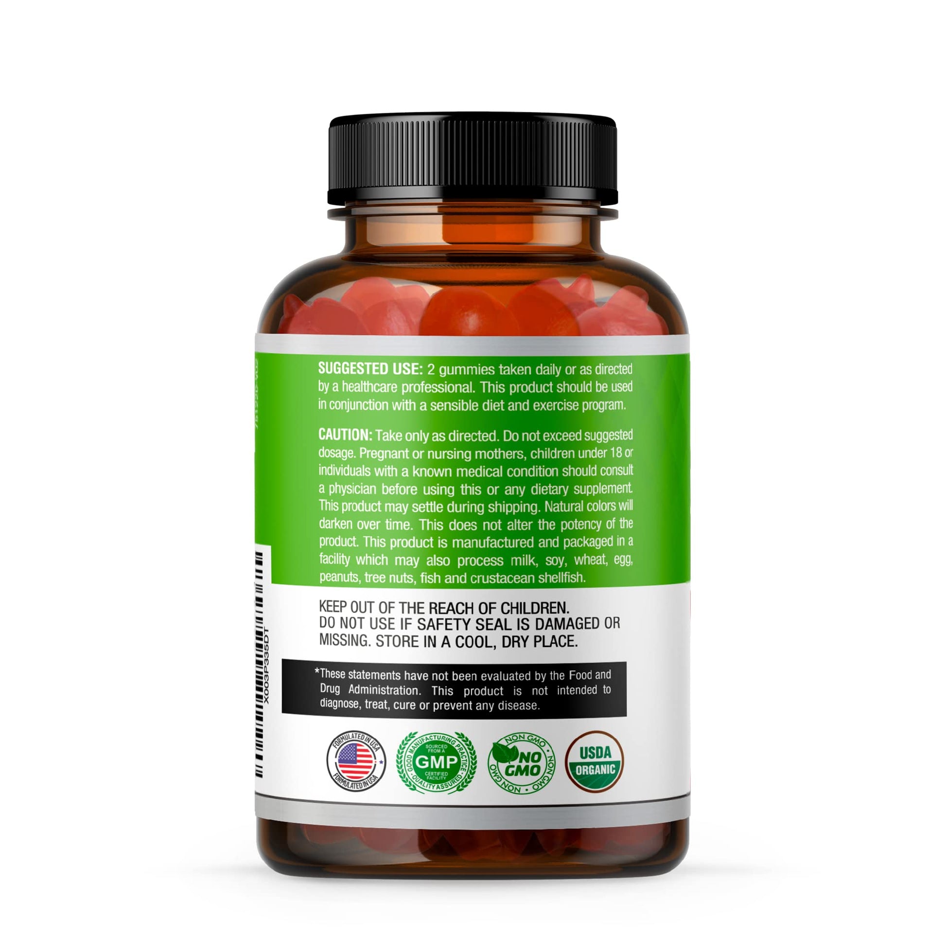 USDA Organic Apple Cider Vinegar Gummies with The Mother. AVC Keto Gummy Vitamins Simple Organica