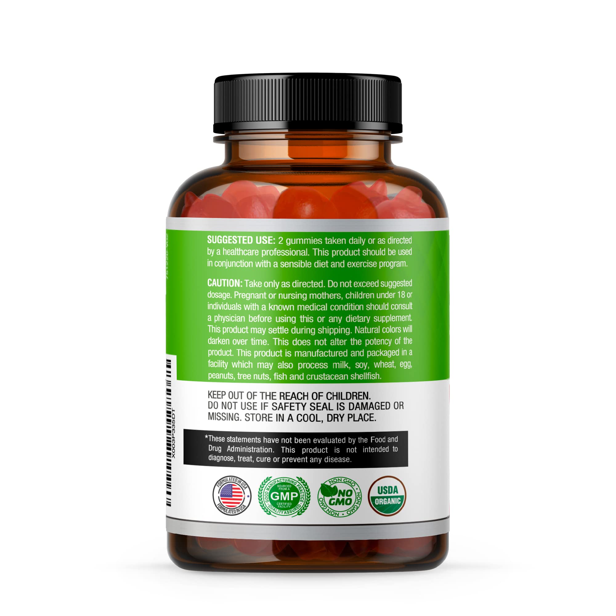 USDA Organic Apple Cider Vinegar Gummies with The Mother. AVC Keto Gummy Vitamins Simple Organica