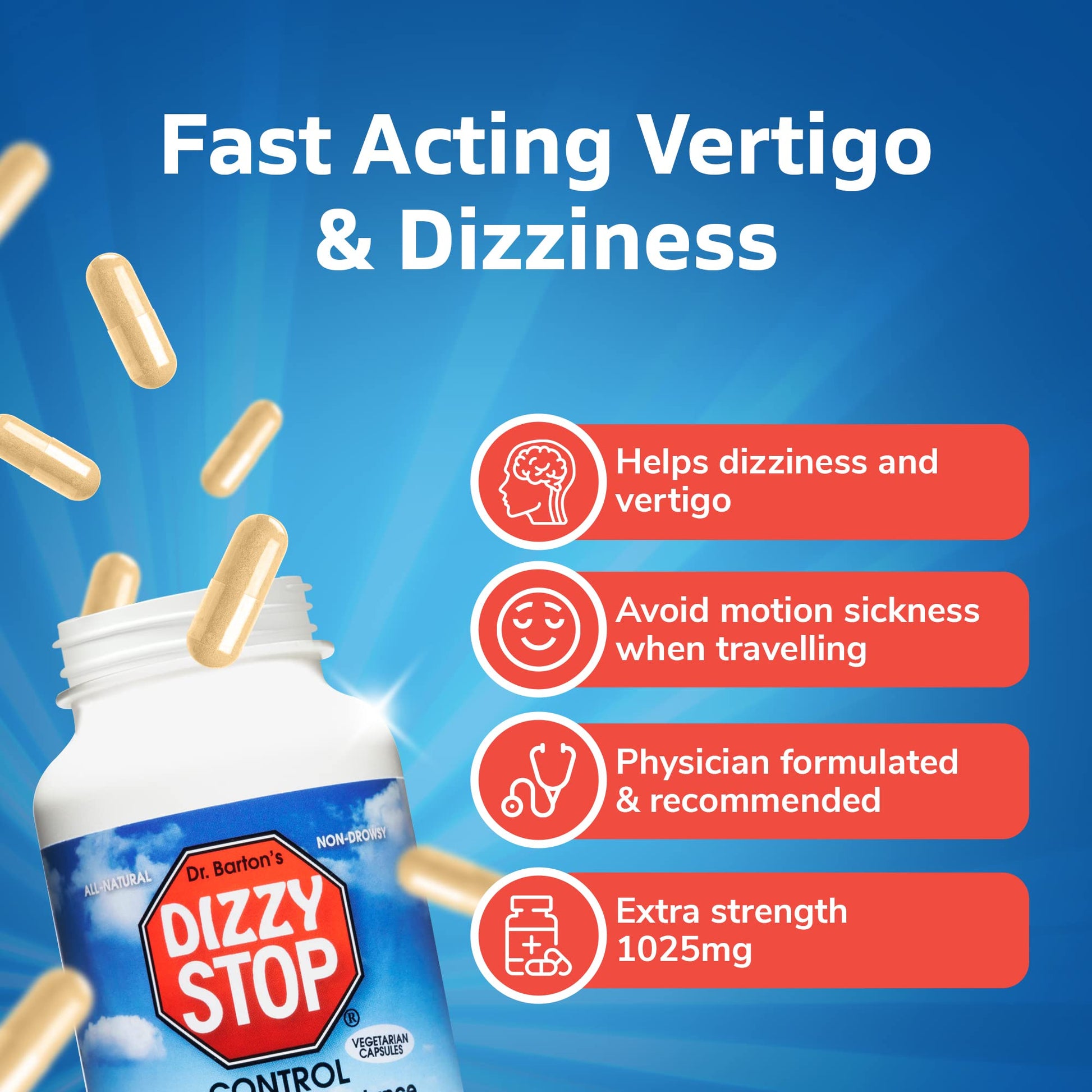 Dizzy Stop Dr. Barton’s All-Natural Vertigo Comfort, Inner Ear Balance Supp Dizzy Stop