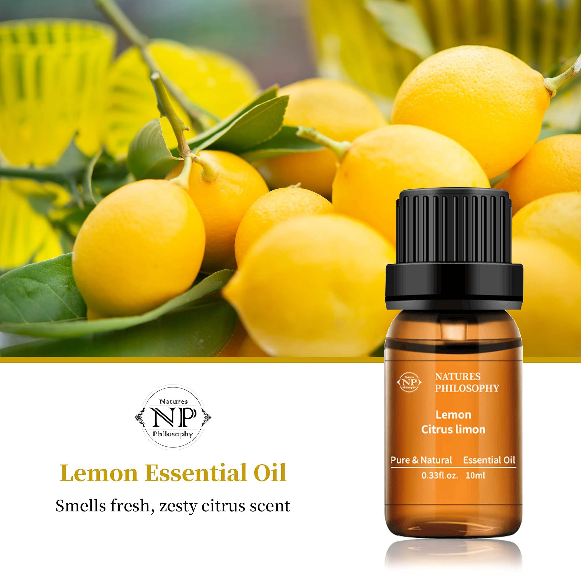 Lemon Essential Oil,100% Pure Organic Essential Oils for Aromatherapy, Diffuser, Massage, Soap Making NP NATURES PHILOSOPHY