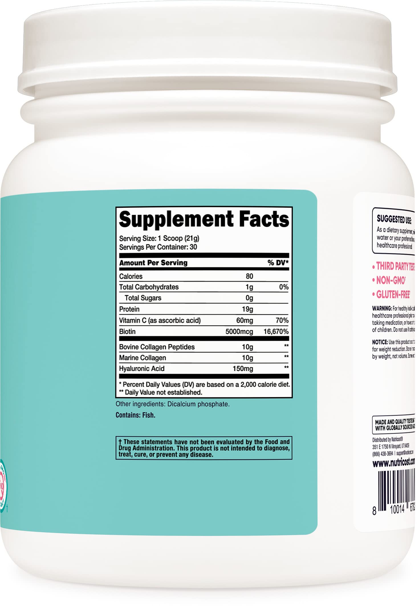 Nutricost Collagen for Women 30 Servings (Unflavored) - Grass-Fed Collagen Peptides Nutricost