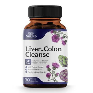 Liver Cleanse Detox & Repair with Colon Cleanse - Milk Thistle, Dandelion Root, Psyllium Husk Fiber