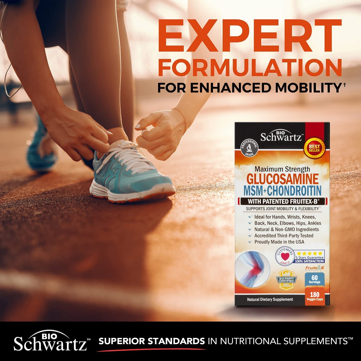 Glucosamine Chondroitin MSM 2110mg - Joint Support Supplement with Turmeric BioSchwartz