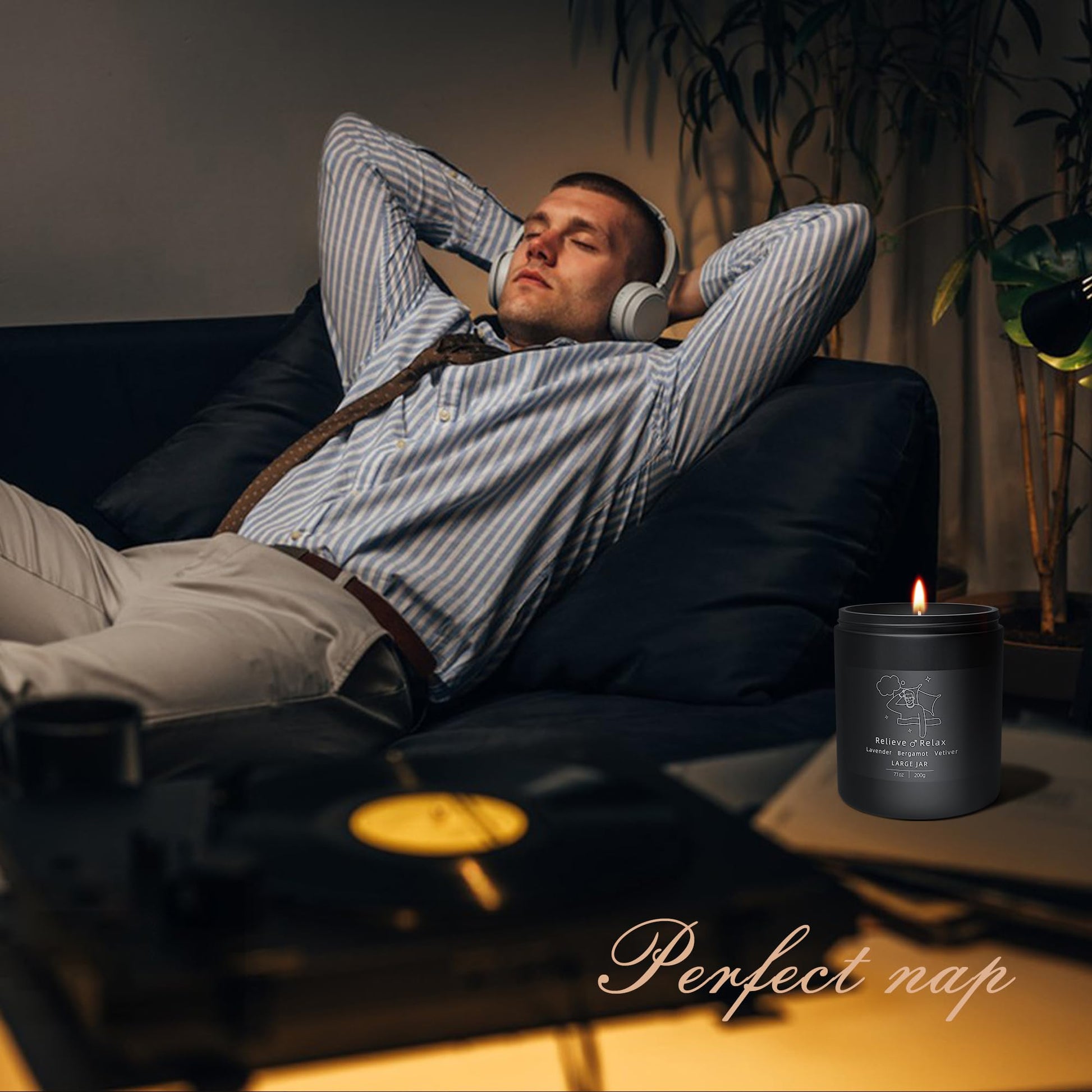 TRINIDa Large Sleep Scented Candles, Black Jar Natural Soy Candles for Home Scented, Candle Gift TRINIDa