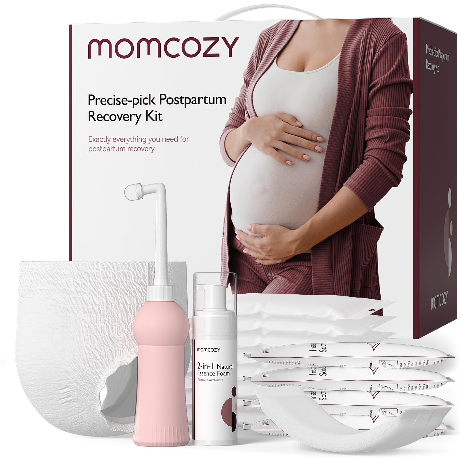 Momcozy Postpartum Recovery Essentials Kit, 19 PCS Labor Delivery Mom Care Set, Self-Absorbent