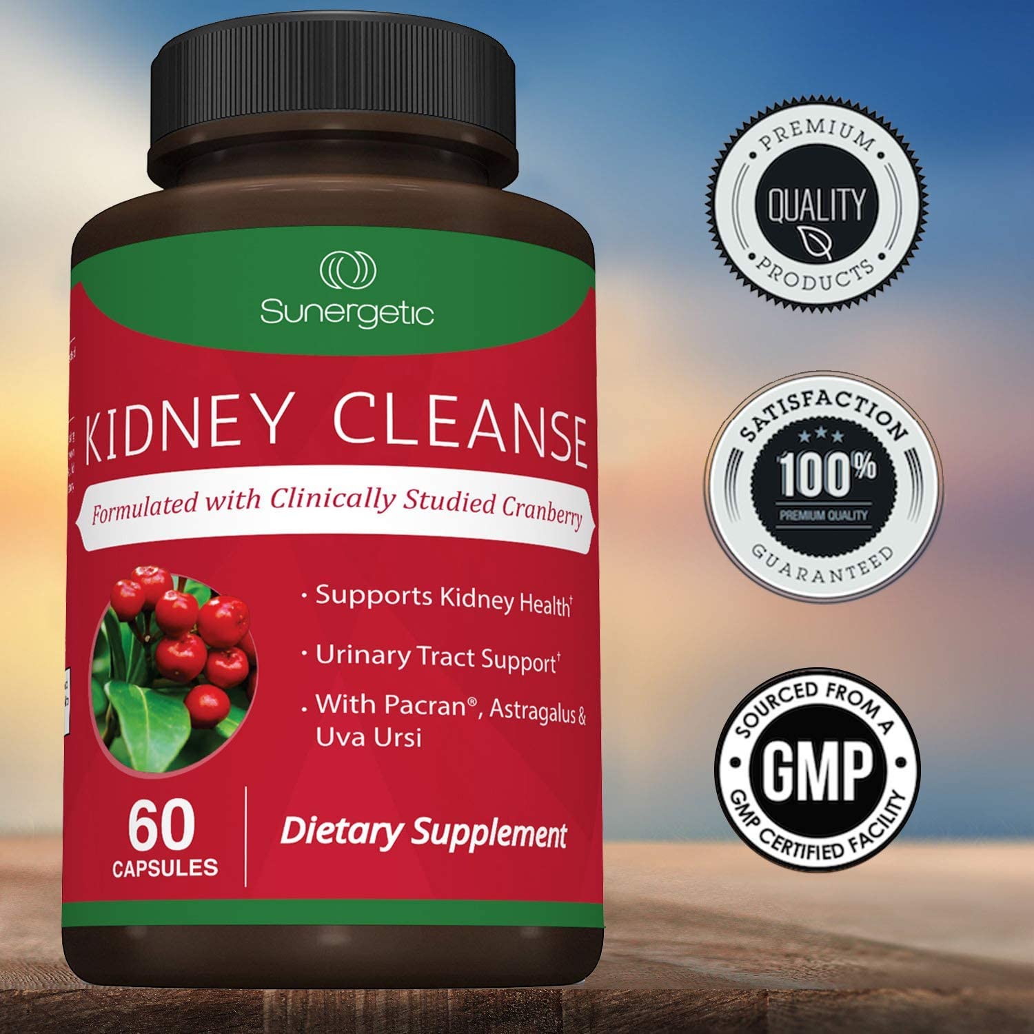 Premium Kidney Cleanse Supplement – Powerful Kidney Support Formula with Cranberry Sunergetic