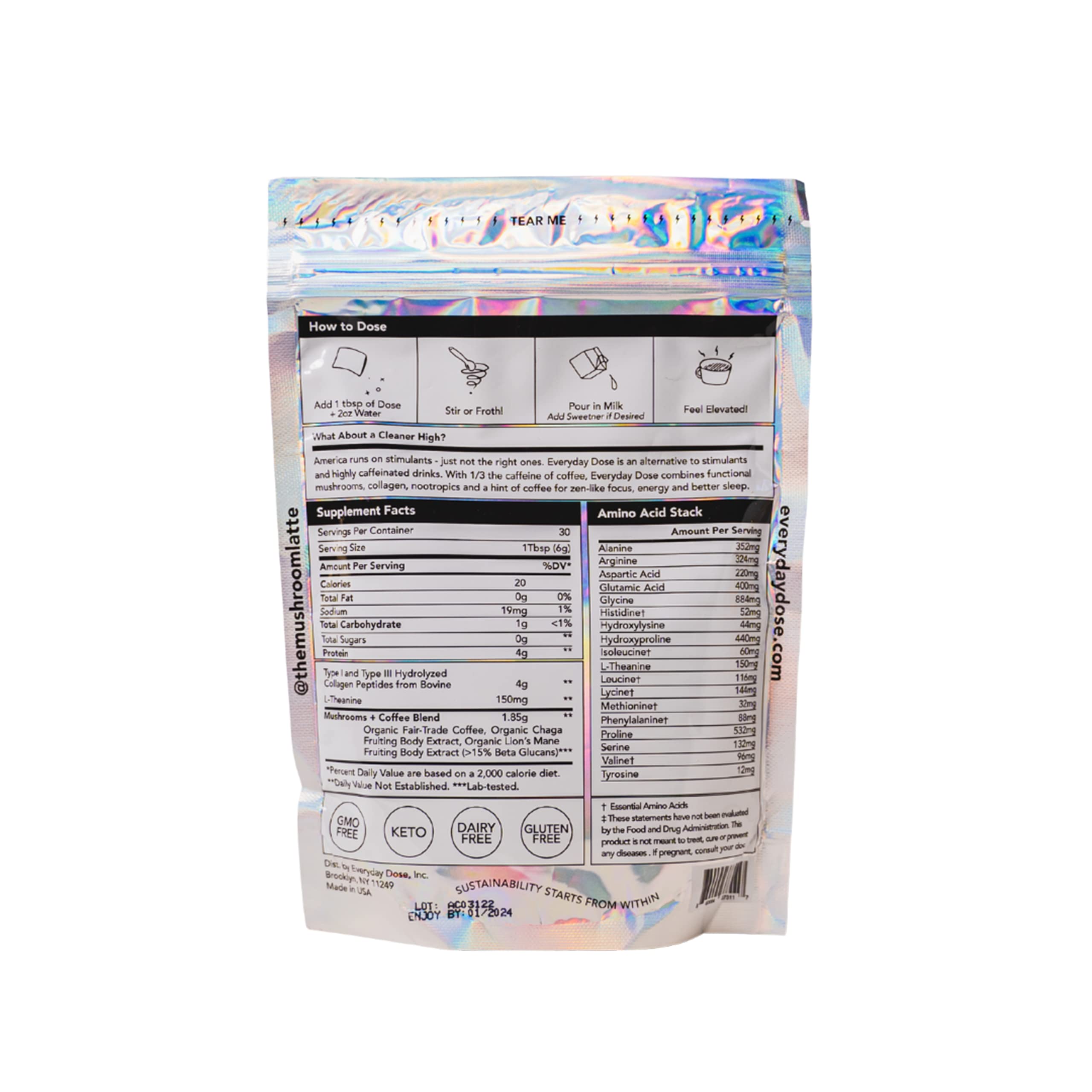 The Mushroom Latte by Everyday Dose | Premium Coffee Extract with Grass-Fed Collagen Everyday Dose