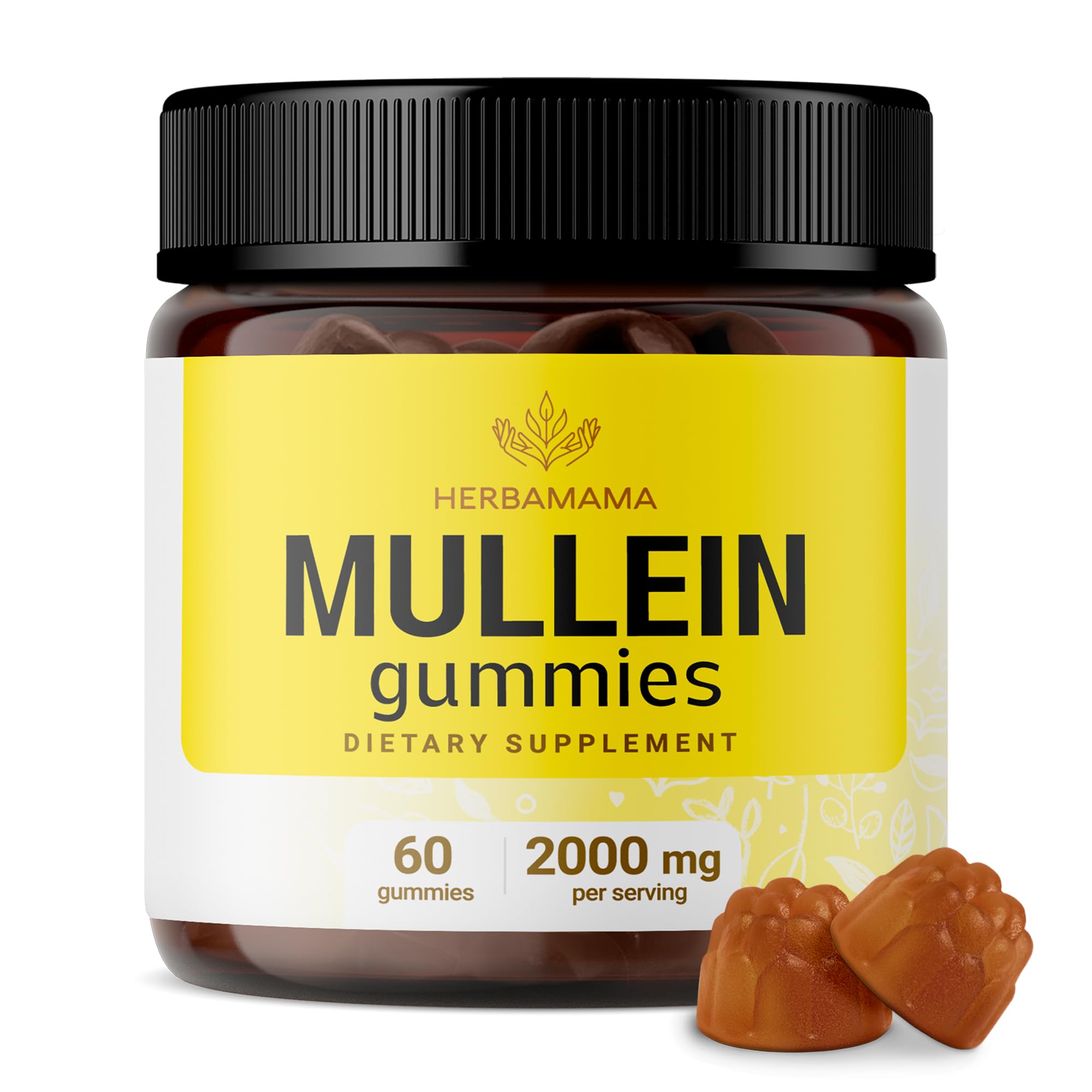 HERBAMAMA Mullein Gummies - Mullein Leaf Dietary Supplement for Respiratory 