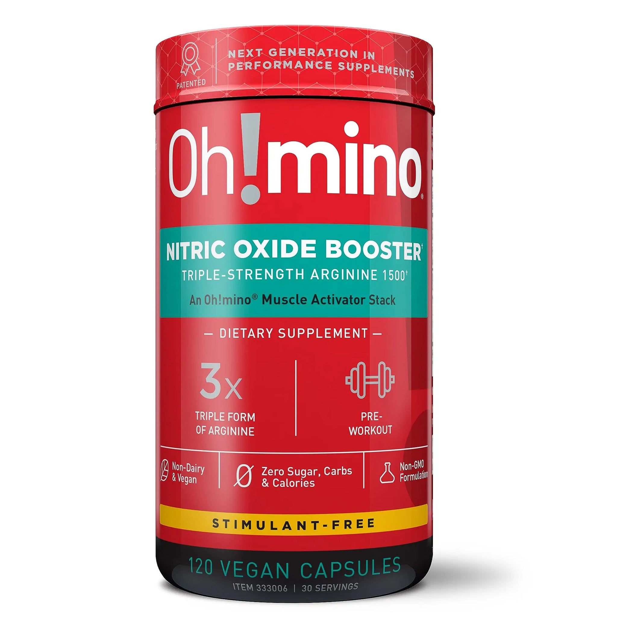 Oh!mino Nitric Oxide Supplement Activator Booster, Triple Strength L-Arginine for Energy