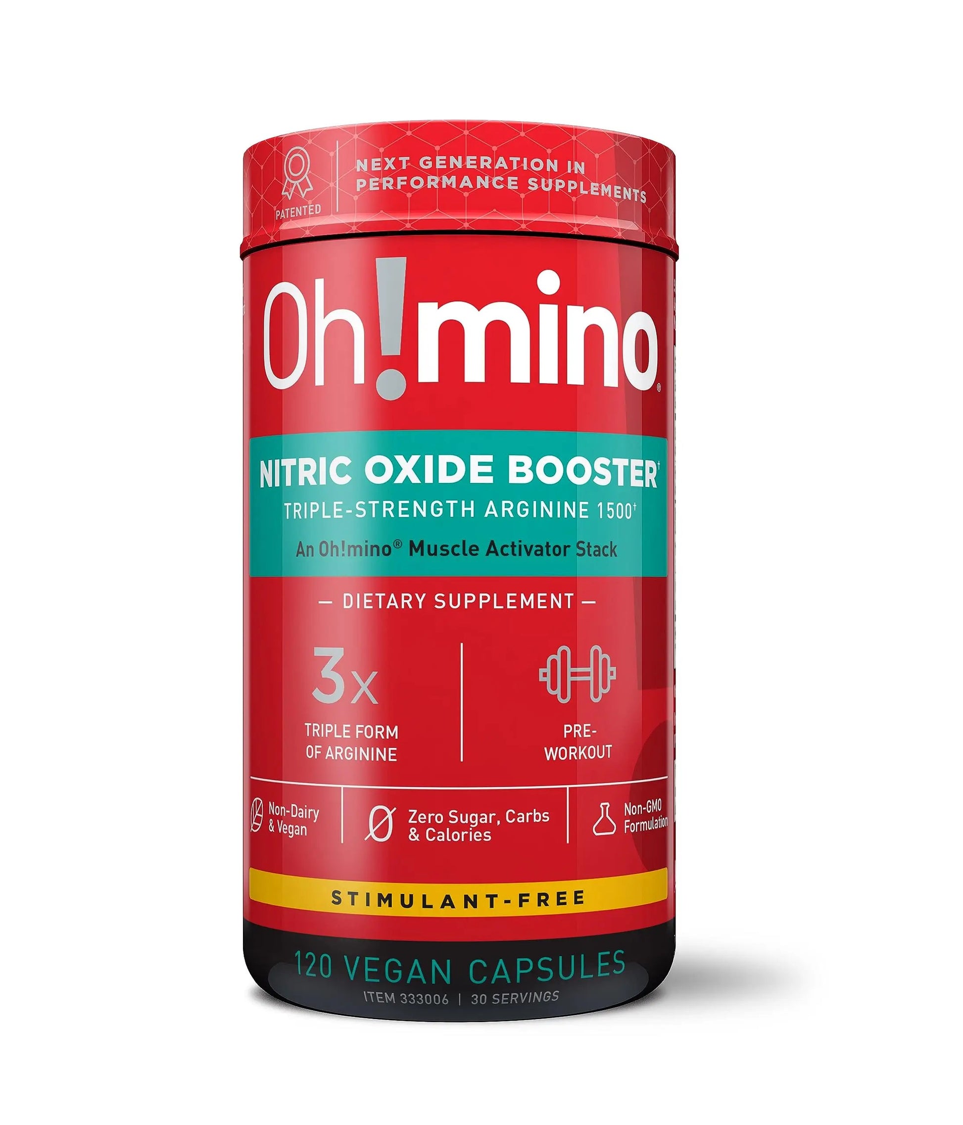 Oh!mino Nitric Oxide Supplement Activator Booster, Triple Strength L-Arginine for Energy