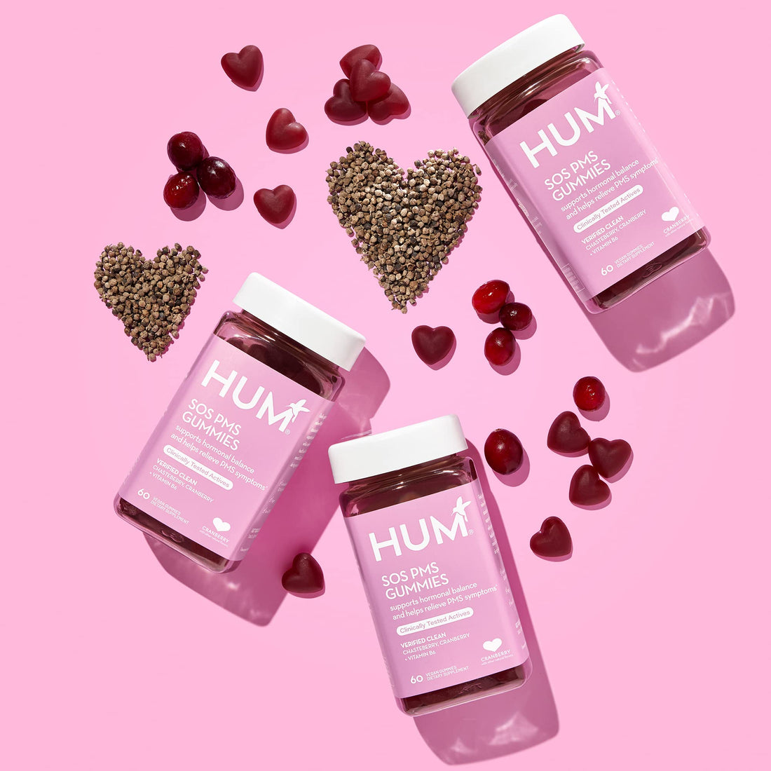 HUM Nutrition SOS PMS Gummies, Helps Relieve PMS Symptoms, Bloating Relief, Mood Swings, Hormonal Balance