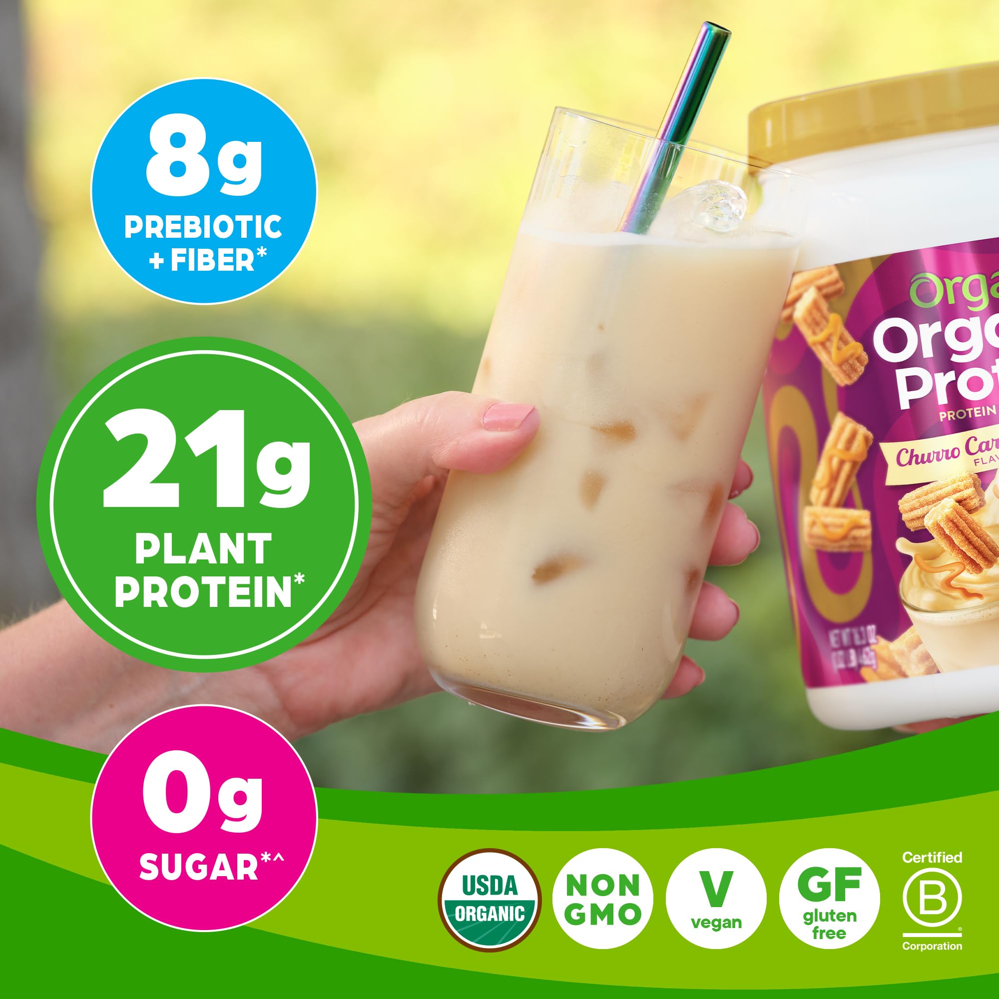 Orgain Organic Vegan Protein Powder, Churro Caramel Swirl - 21g Plant Based Protein Orgain