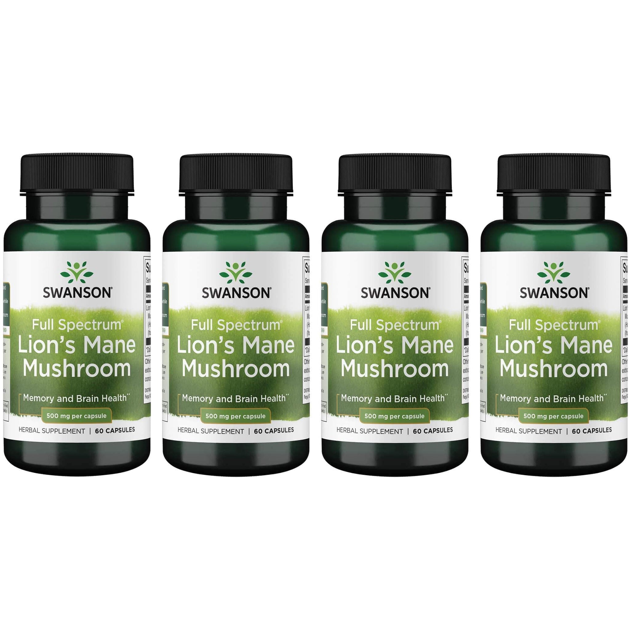 Swanson Lion's Mane Mushroom Capsules - 500 mg Each, 60 Capsules -