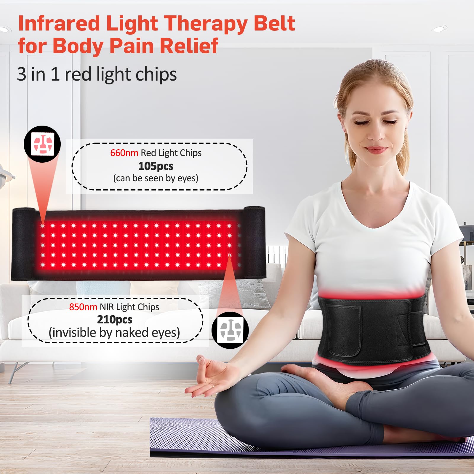 Red Light Therapy for Body, Infrared Light Therapy for Shoulder Waist Muscle Pain Relief GMOWNW