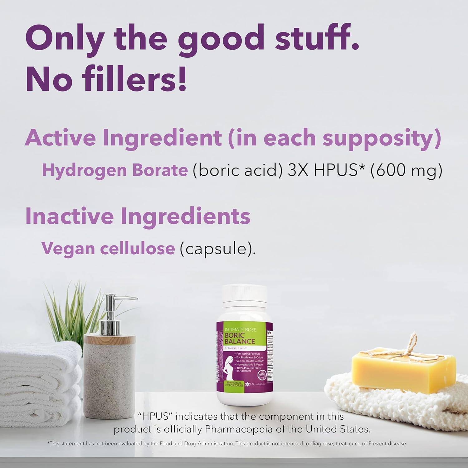 Intimate Rose Boric Acid Suppositories - Manages Odor - Promote pH Balance for Women Vaginal Intimate Rose