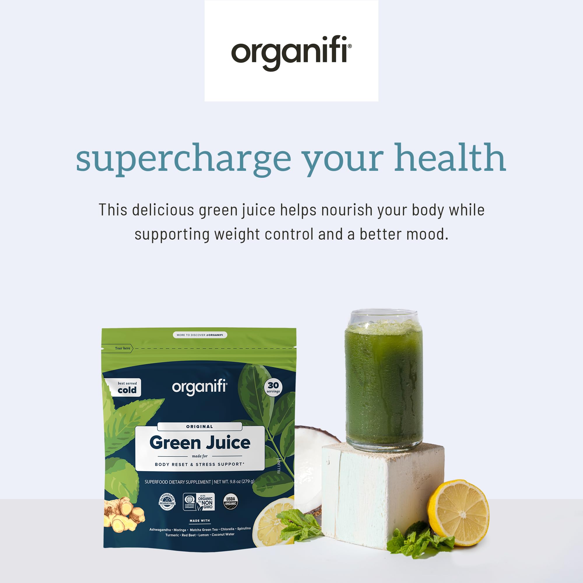Organifi Green Juice - Powder Supplement with Organic Spirulina, Ashwagandha Organifi