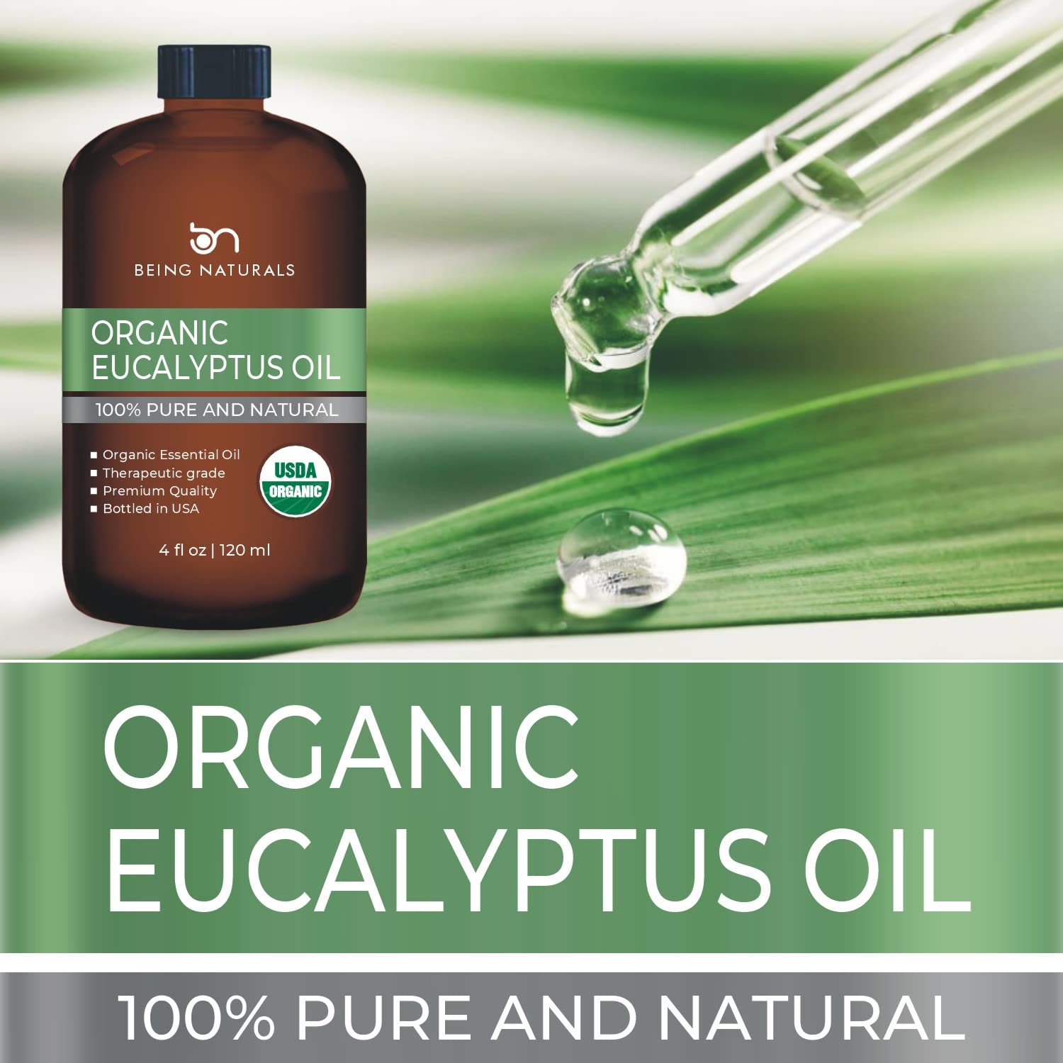 Organic Eucalyptus Essential Oil - Huge 4 FL OZ - 100% Pure & Natural – Premium Natural Oil Being Naturals