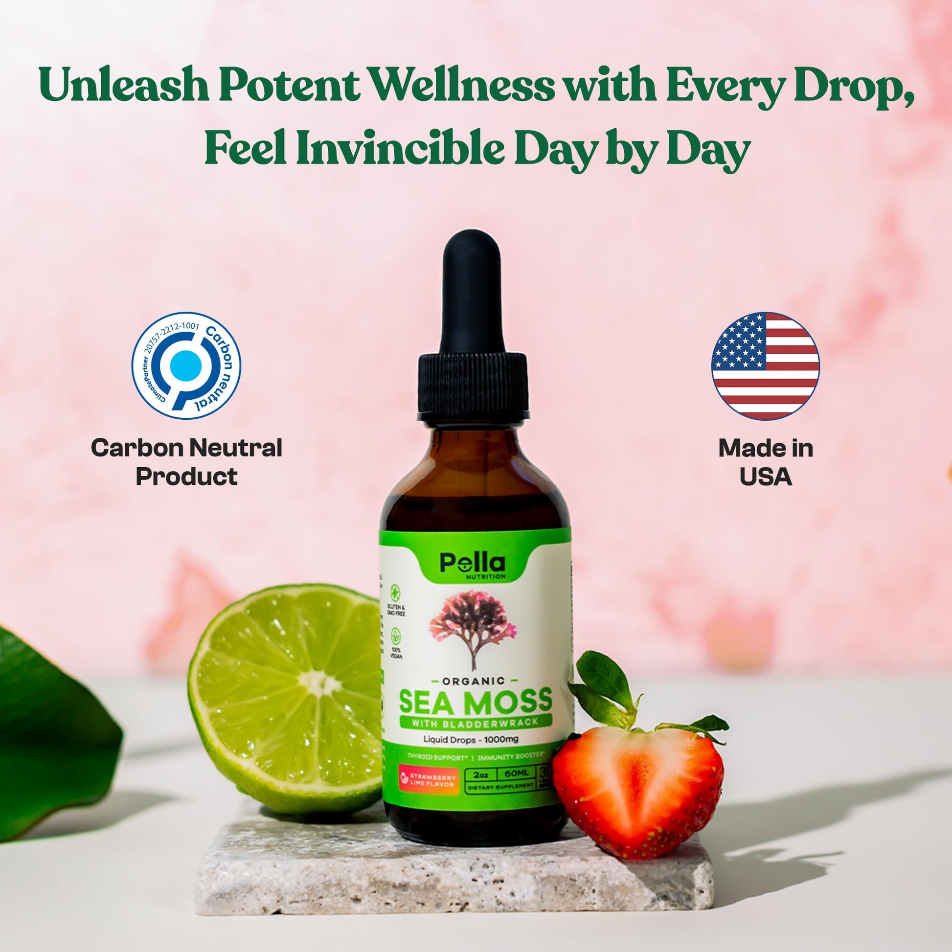 Pella Nutrition Organic Sea Moss Liquid Extract - 1000mg Irish Sea Moss, 4X Stronger Than Pella Nutrition