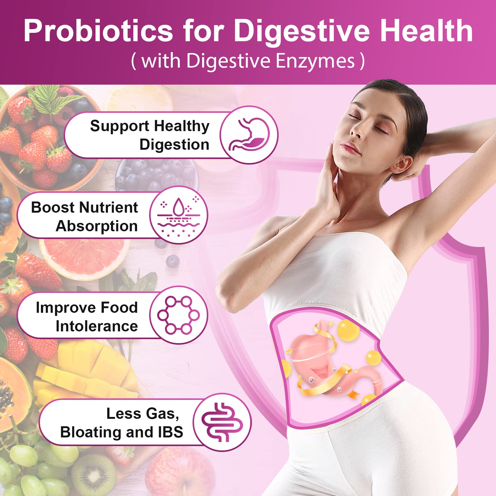 Probiotics for Women Digestive Health, 100 Billion CFUs Probiotic with Digestive Enzymes NATURE TARGET