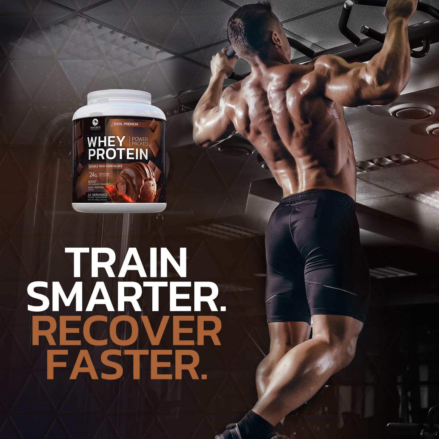 Nature's Premium 100% Whey Protein Powder, 24g of Protein, Double Rich Chocolate Nature's Peak
