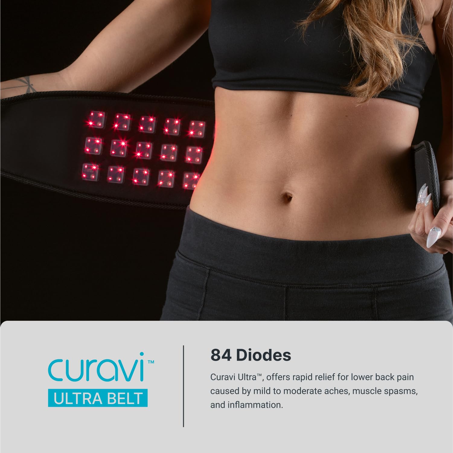 CURAVI Ultra™ Wearable Red Light Therapy Belt for Lower Back Pain Relief - 84 Diodes - Non-Invasive CURAVI