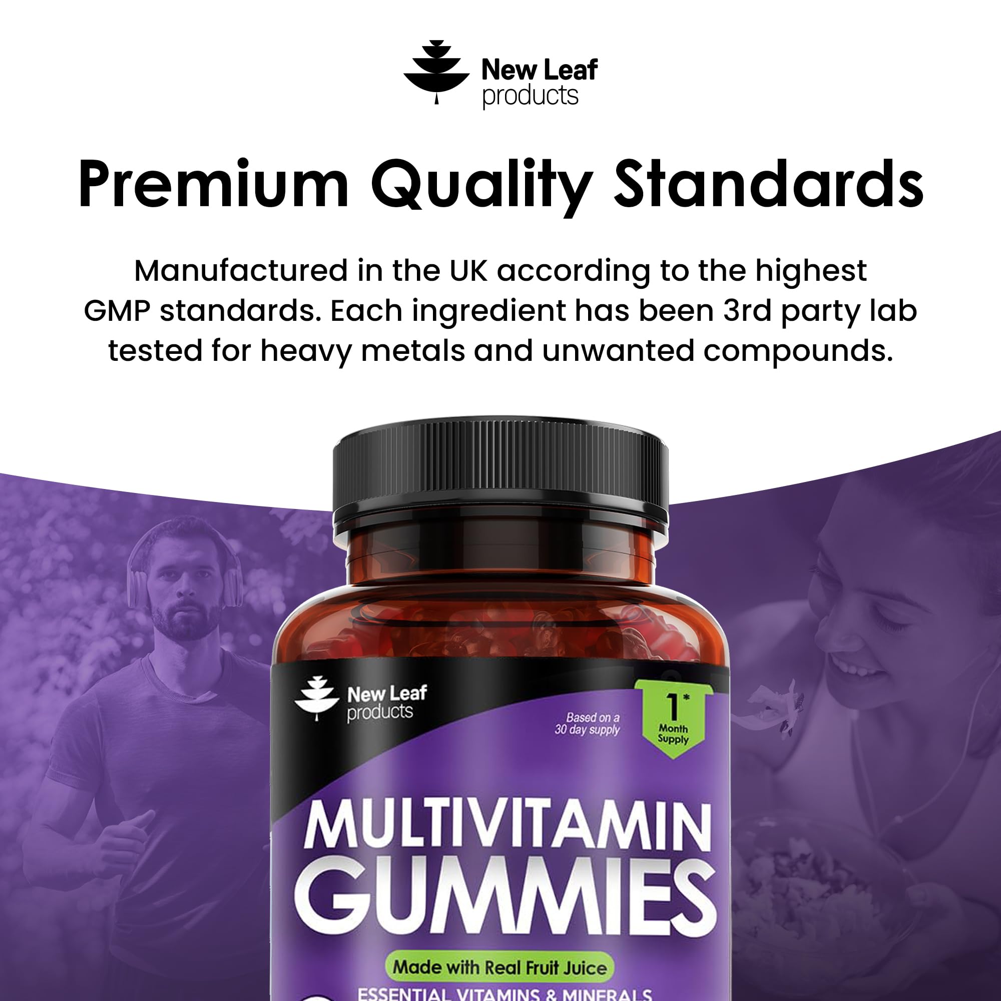 Multivitamin Gummies High Strength for Men Women - Vegetarian +14 Essential Vitamins NEW LEAF PRODUCTS